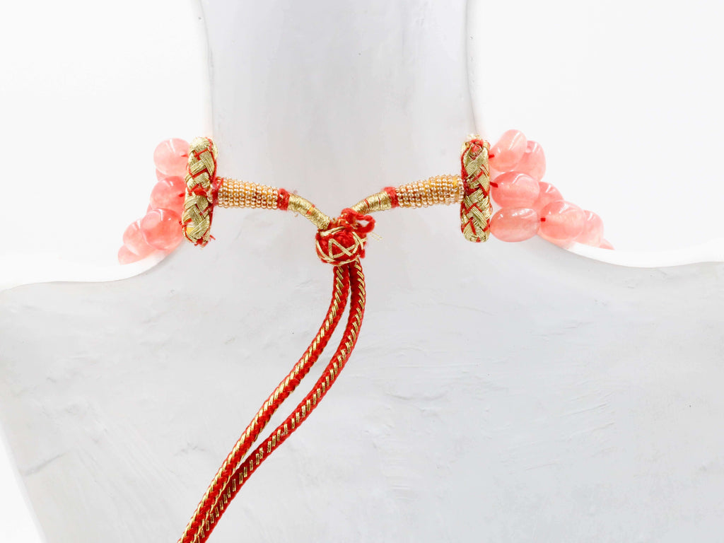 Natural Peach Quartz Necklace - Indian Jewelry with Sarafa Design