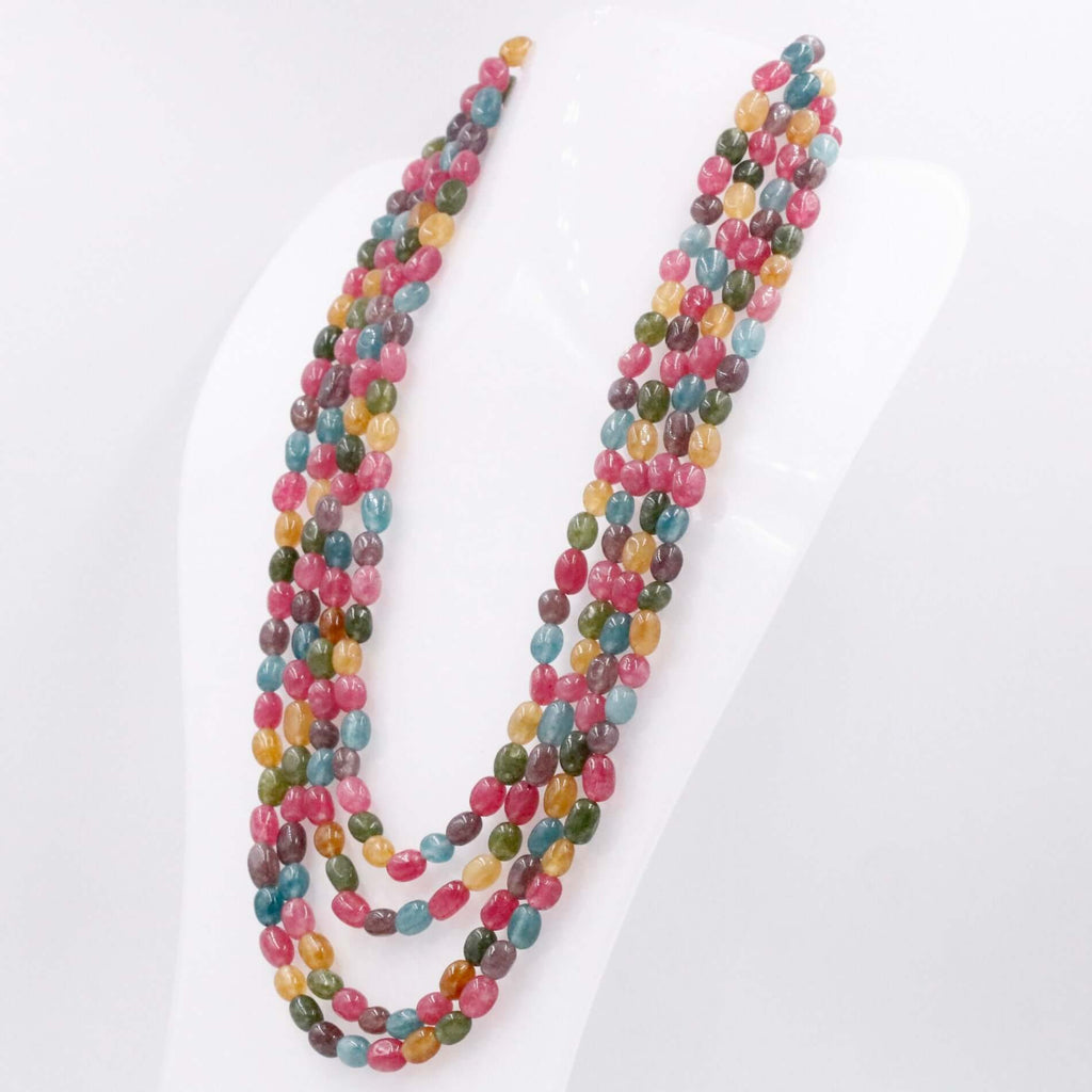 Multi Color Quartz Layered Necklace - Indian Style