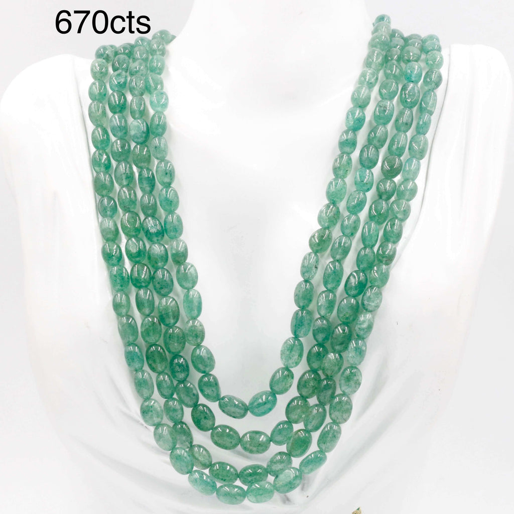 Indian Style Beaded Necklace with Natural Green Quartz