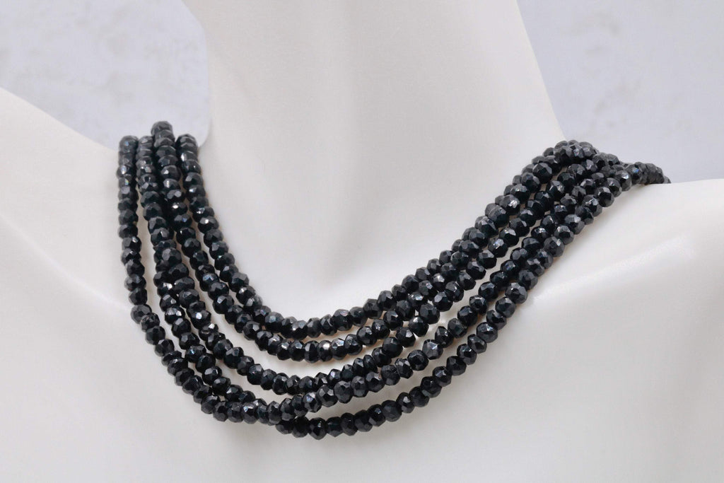 Black Spinel Beads Five Strand Necklace