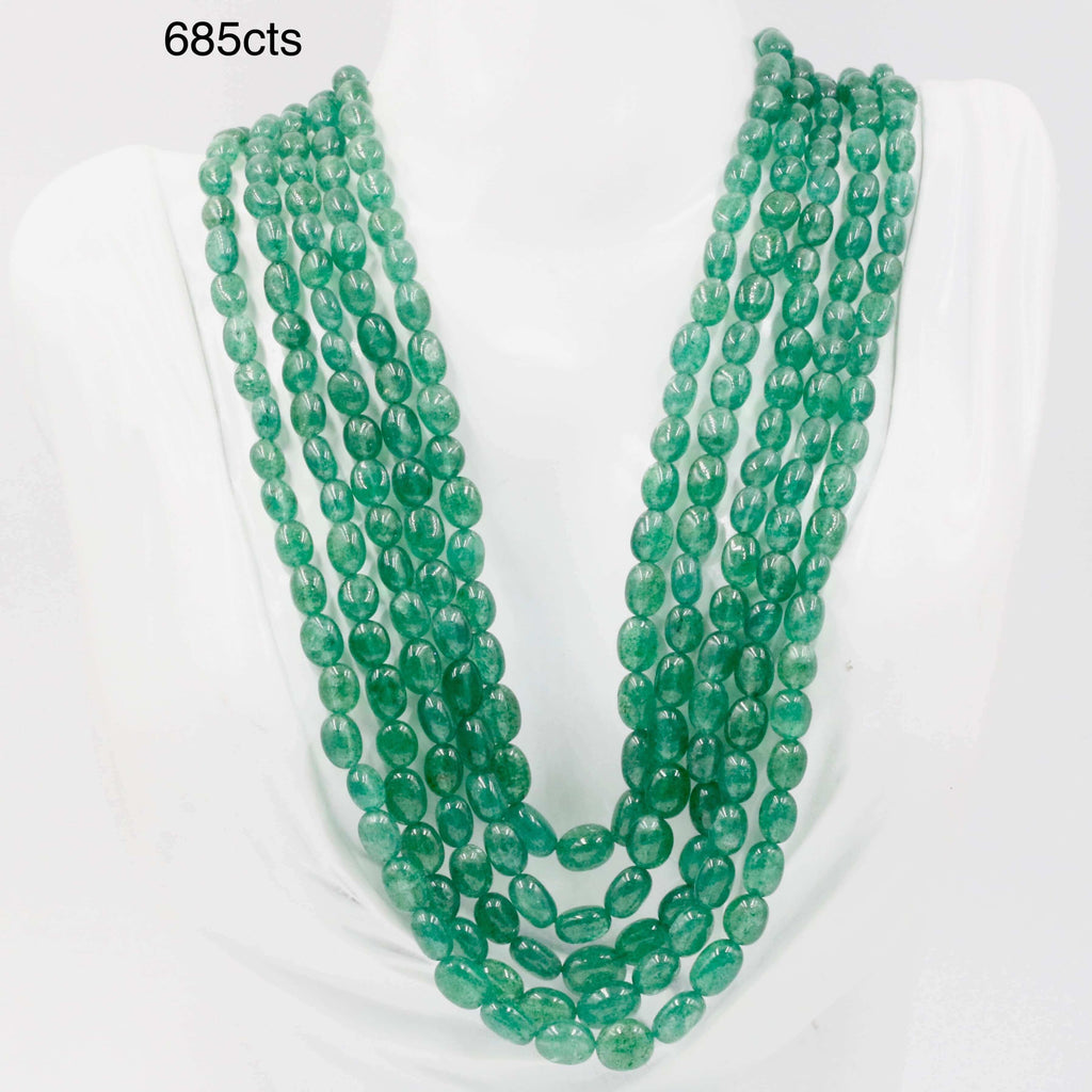 Long & Layered Emerald Quartz Necklace with Indian Style