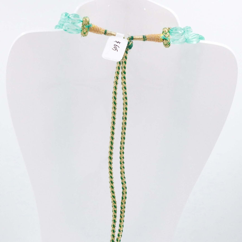 Long Gemstone Necklace with Green Quartz