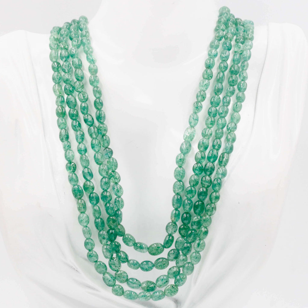 Natural Emerald Beaded Necklace with Sarafa Design from India