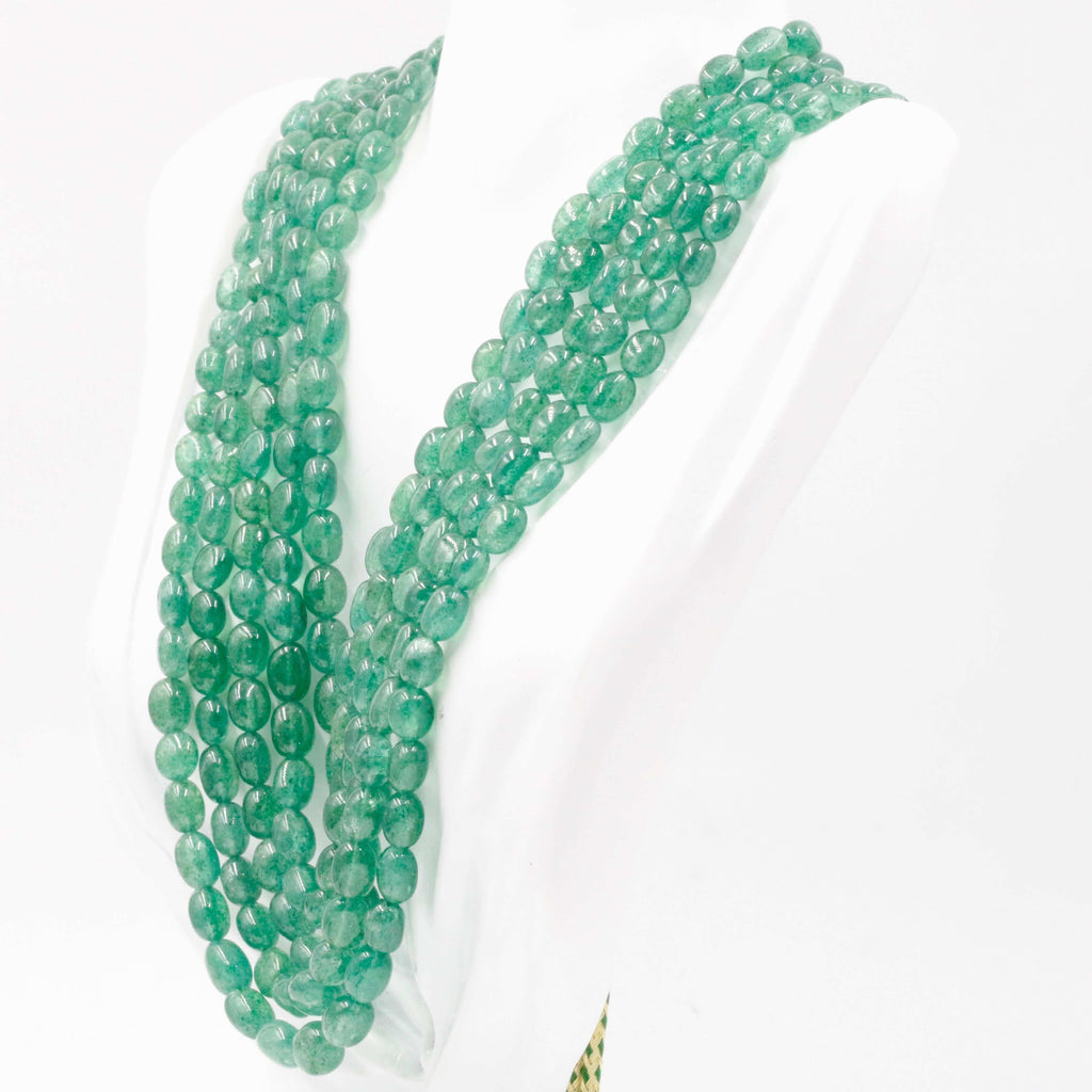 Long & Layered Green Quartz Necklace with Indian Style