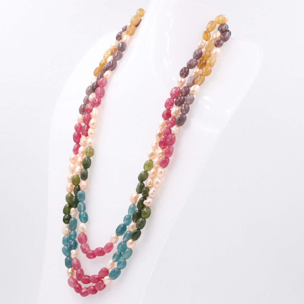 Stylish Layered Necklace with Multi-Color Quartz