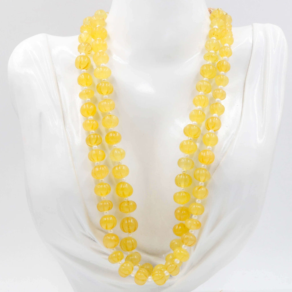 Natural Yellow Quartz Strand: Beaded Gemstone Beauty