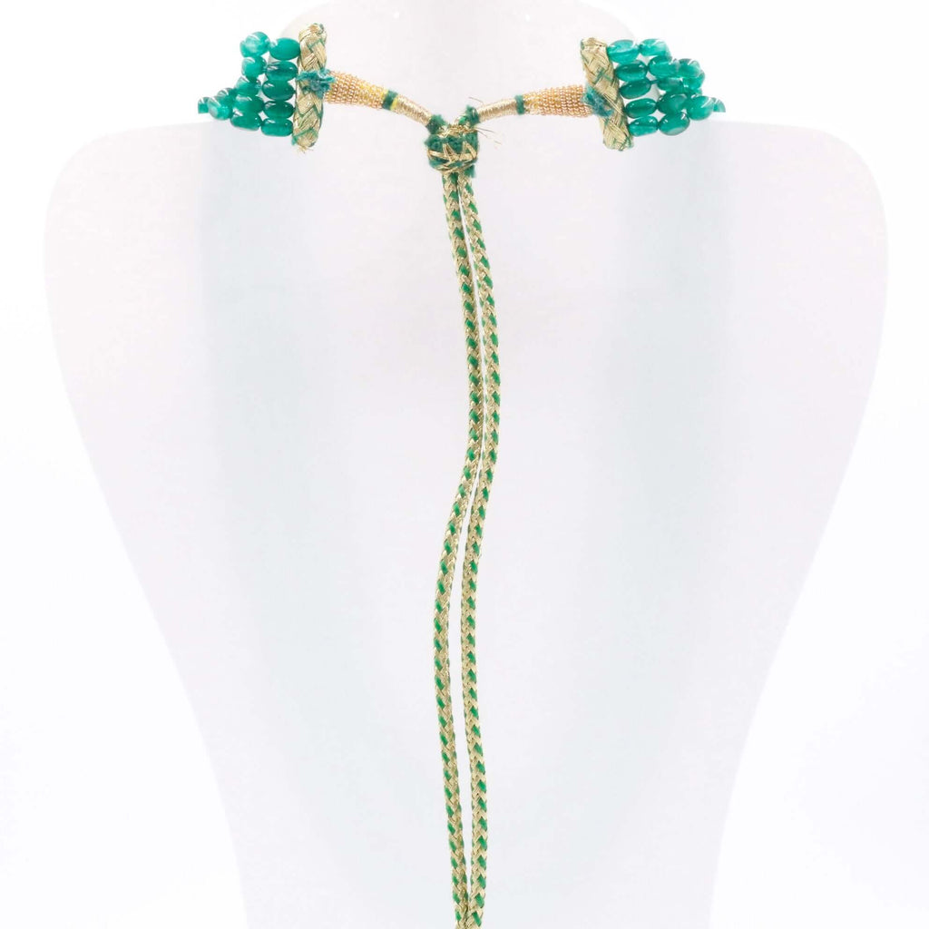 MultiStrand Green Quartz Necklace, Indian style Sarafa Design