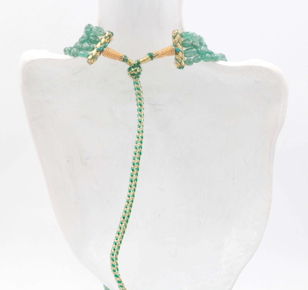 Indian Style Beaded Necklace with Natural Green Quartz