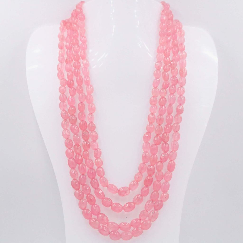 Beaded Peach Quartz Necklace