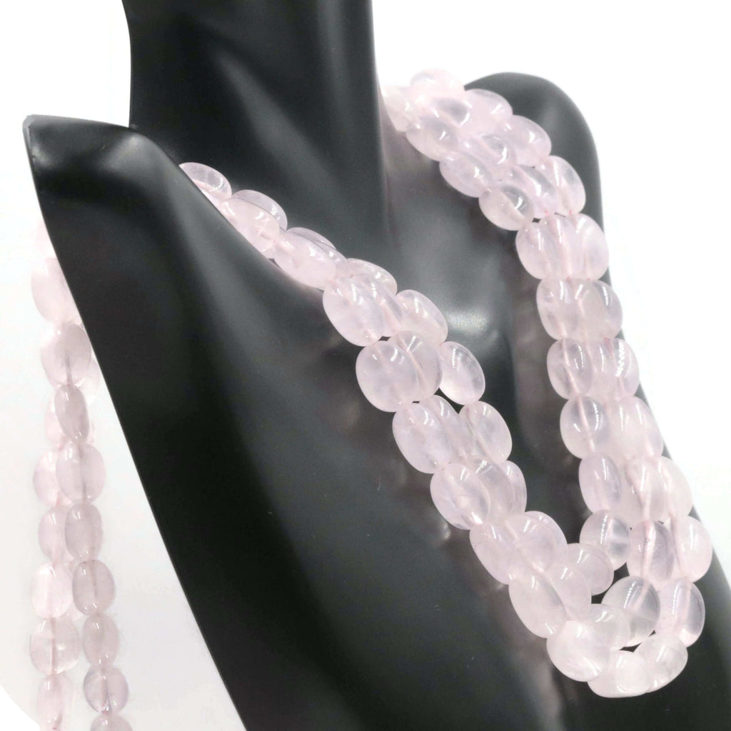 Rose Quartz Carved Beaded Necklace: Chic Style