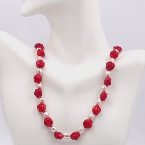 Coral Rose Flower necklace