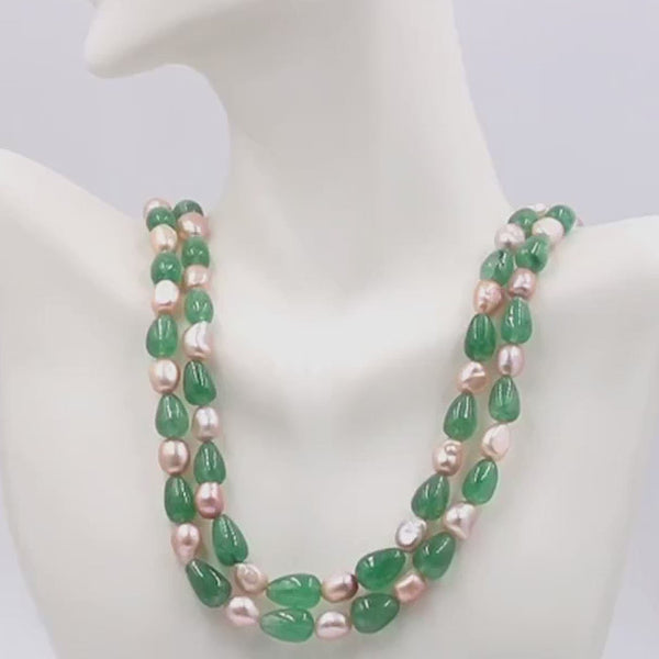 2 strands Green Russian Emerald Necklace