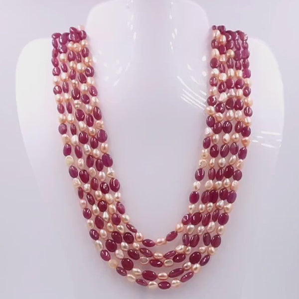 Ruby and Pearl Layered Necklace 