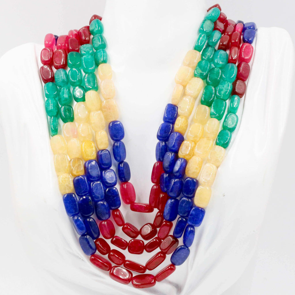 Natural Colorful Quartz Necklace - Perfect Jewelry for Indian Traditional Outfit