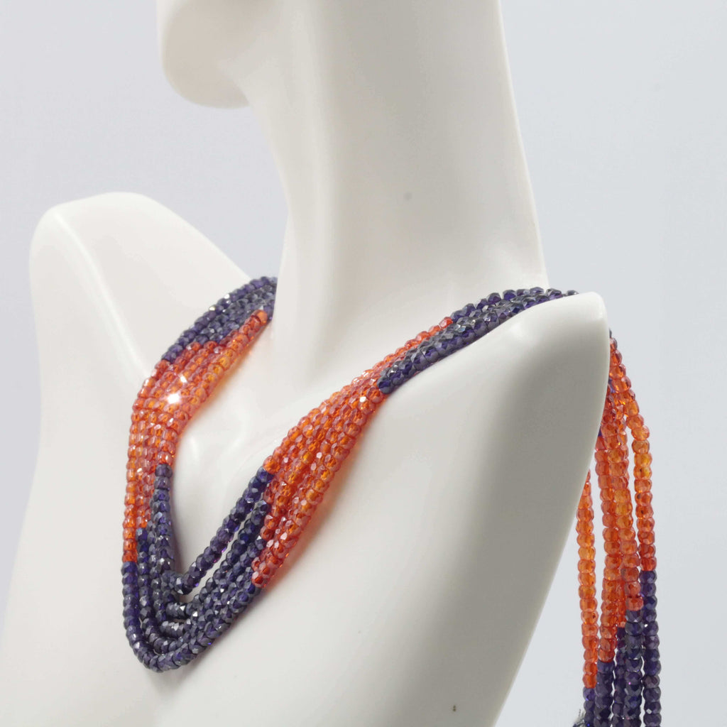 CZ Long & Layered Sarafa Necklace For Indian Women 