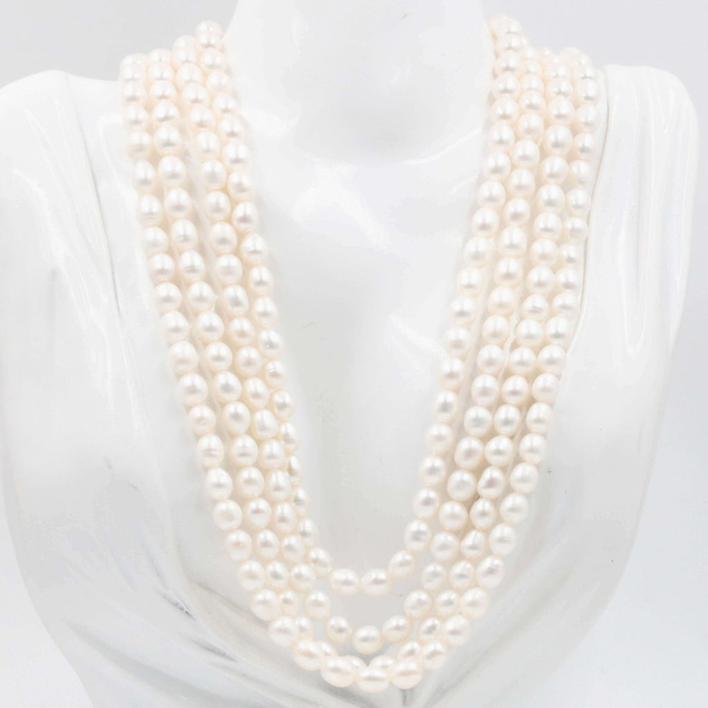 White Pearl Necklace with Indian Jewelry Style