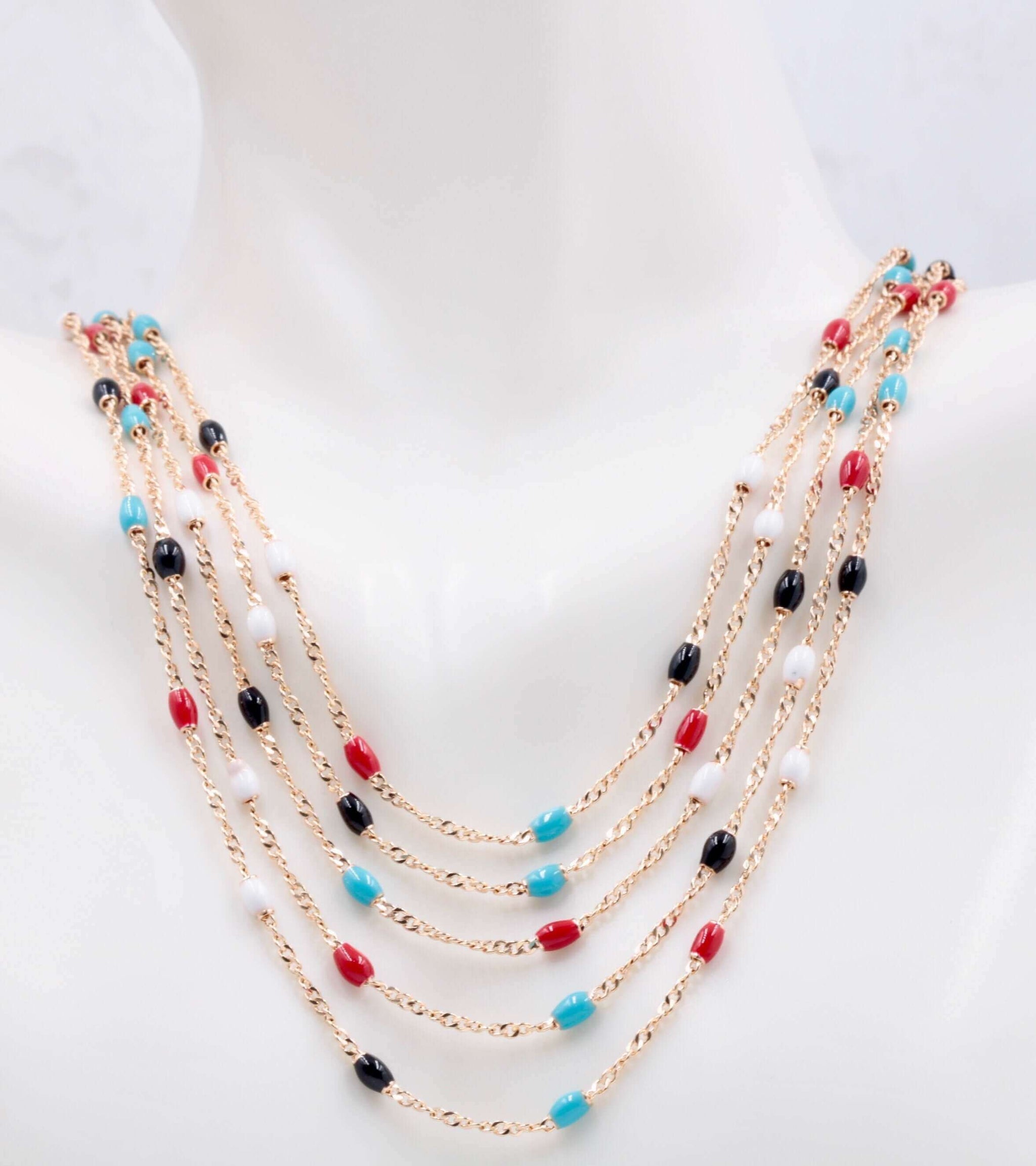 A IL sale 925 MULTI STRAND STONE BEAD STATEMENT NECKLACE