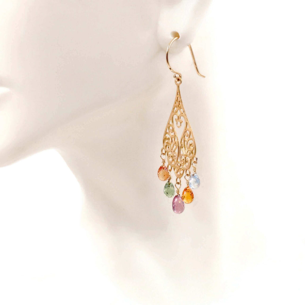 Gold Earring with Sapphire Jewelry Design