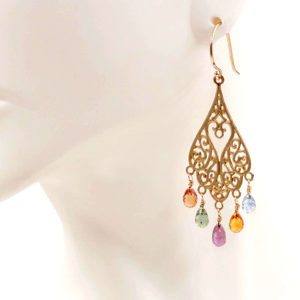 14 K Gold Plated Earring with Sapphire